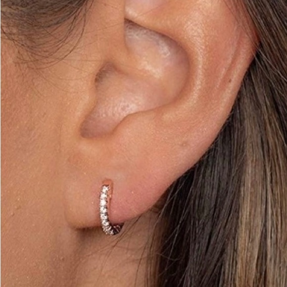 Gold Small Huggie Hoop Earrings - Picture 3 of 6